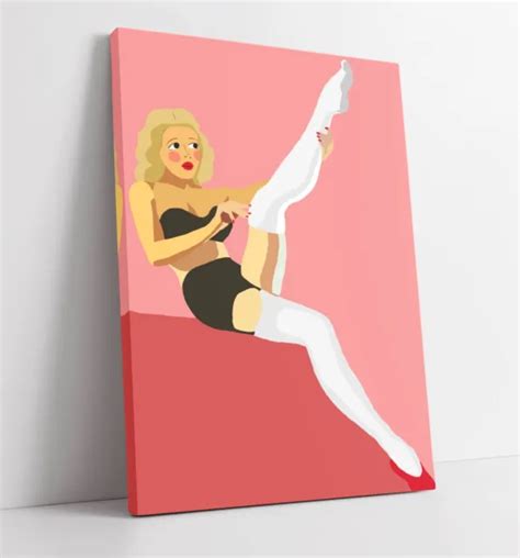 MINIMALIST MODERN PIN Up Girl Stocking-Deep Framed Canvas Wall Art Picture Print £14.99 ...