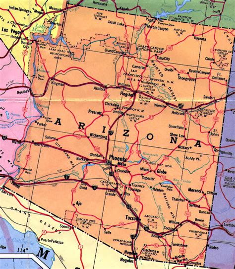 Highways map of Arizona state. Arizona state highways map | Vidiani.com | Maps of all countries ...
