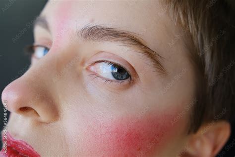 Cropped photo of girl with red makeup Stock Photo | Adobe Stock