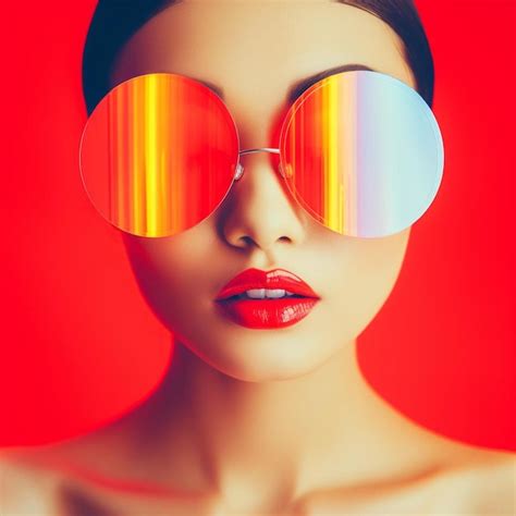 Premium AI Image | a woman with a pair of sunglasses on her face