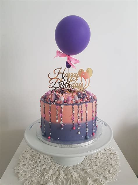 Purple balloon cake | Cake, Balloon cake, Balloon decorations