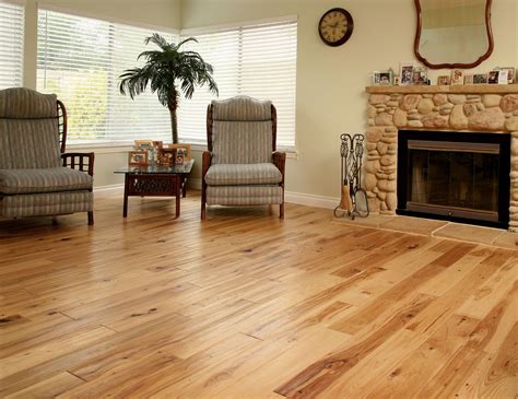 Light and Lovely Hickory Hardwood Flooring for Your Luxury Living Room