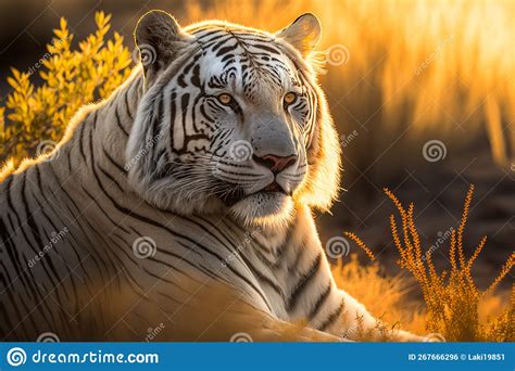 Portrait of a Wild White Tiger in Natural Habitat Stock Photo - Image of face, look: 267666296