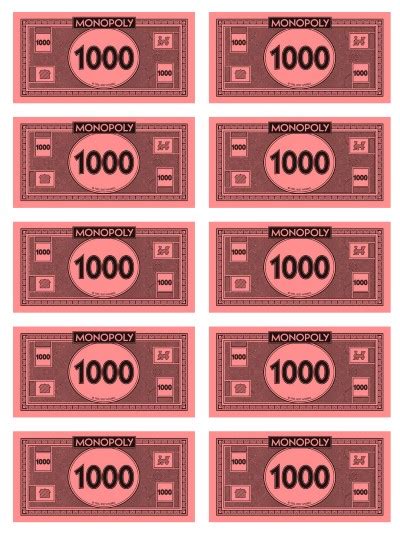 Free Printable Monopoly Money Templates - Monopoly Land