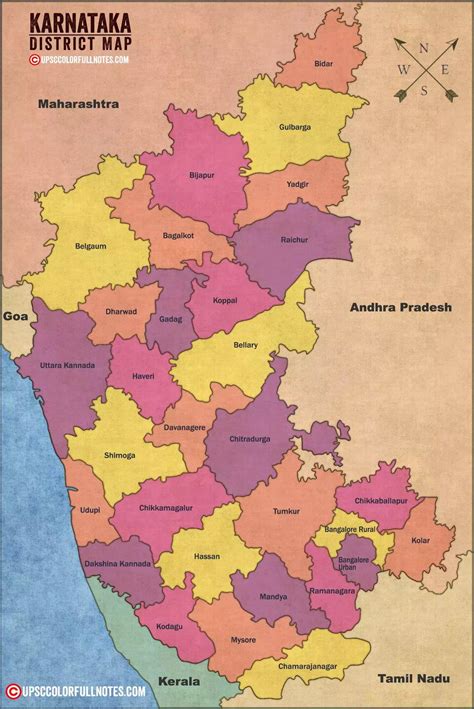 Download Karnataka Map [HD] - UPSC Colorfull notes