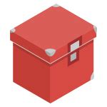 Vector clip art of open cardboard box with hanging lid | Free SVG
