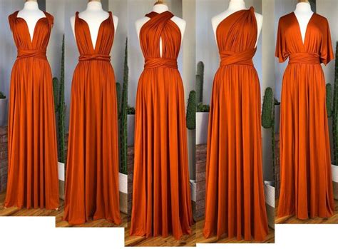 BURNT ORANGE Bridesmaid Dress/ CUSTOM Lengths/ Convertible - Etsy | Orange bridesmaid dresses ...