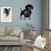 1pc Dog Wall Clock Art Vintage Silhouette Record Handmade Gift Home Wall Clock Interior Decor ...