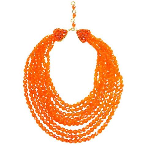 Coppola e Toppo Orange Multistrand Crystal Waterfall Necklace, 1970s (With images) | Multi ...