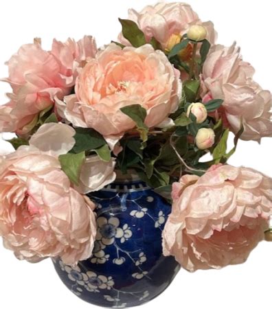 Pale Pink Peonies in Antique Blue and White Chinese Vase – Garden By Julie