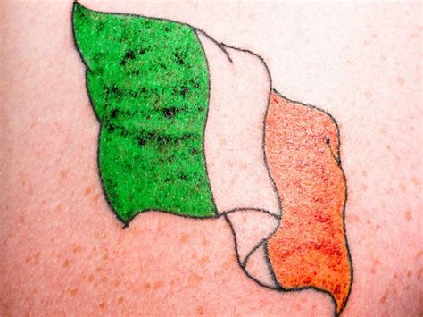 Coloured irish flag tattoo - Tattooimages.biz