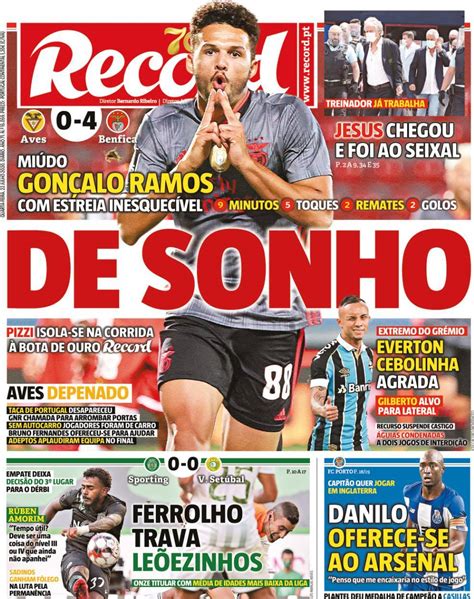 Capa Jornal Record - 22 julho 2020 - capasjornais.pt