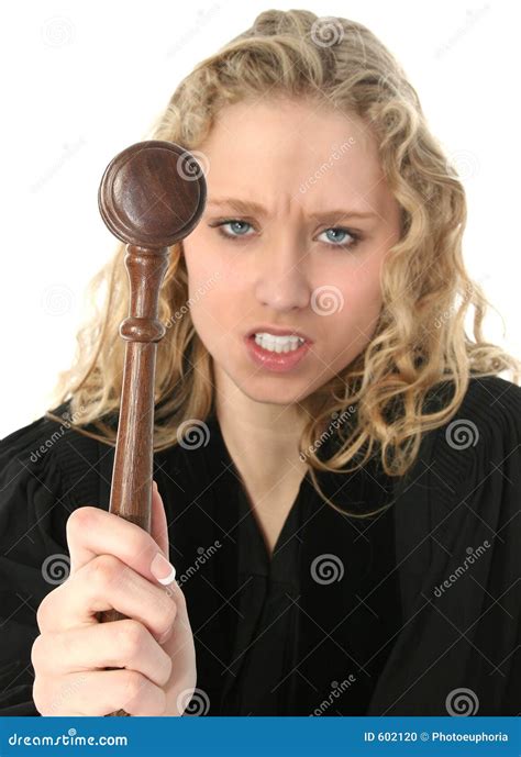 Female Judge With Wooden Gavel Royalty-Free Stock Image | CartoonDealer ...