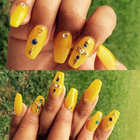 Yellow nails coffin shape | Yellow nails, Coffin nails, Nails