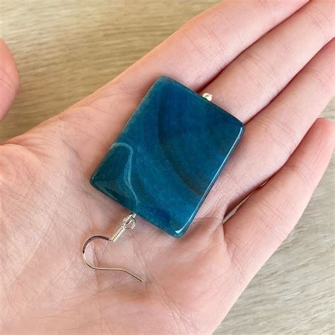 Dark Blue Earrings Deep Blue Earrings Blue Square Earrings - Etsy