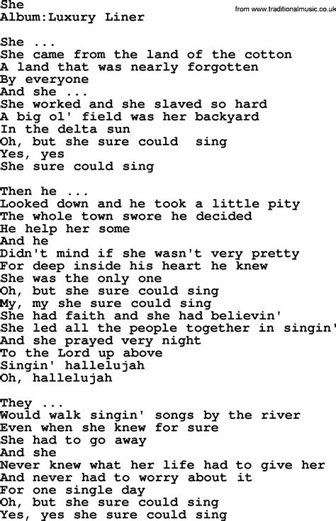 Emmylou Harris song: She, lyrics