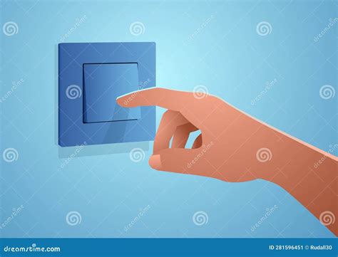 Close-up of a Human Hand Turning on and Off a Light Switch Stock Vector - Illustration of house ...