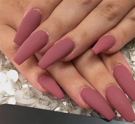 Matte Beige Pink Coffin Press On Nails Long Sculpted Nails ABS Material Full Cover Pre-designed ...