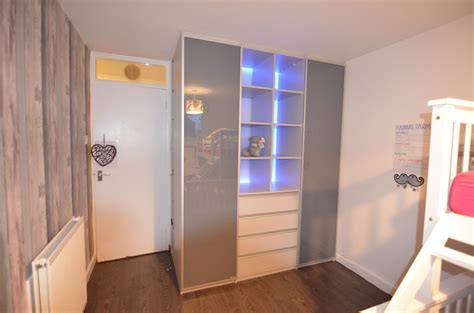 2 door wardrobe with open shelving with coloured LED lighting. 2 Door Wardrobe, Sliding Wardrobe ...