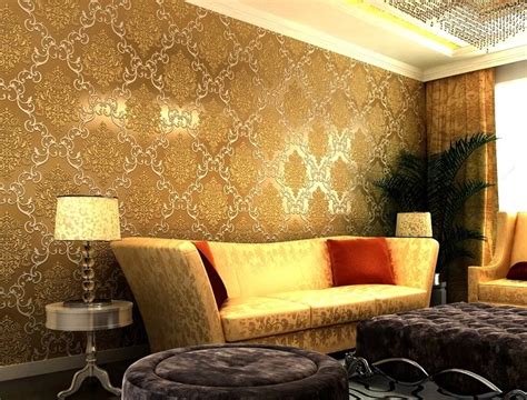 Wallpaper living room, Gold wallpaper living room, Living room decor colors