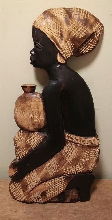 AKWAABA Vintage Hand Carved Woman Welcome Sign Aken Ghana / West Africa ...