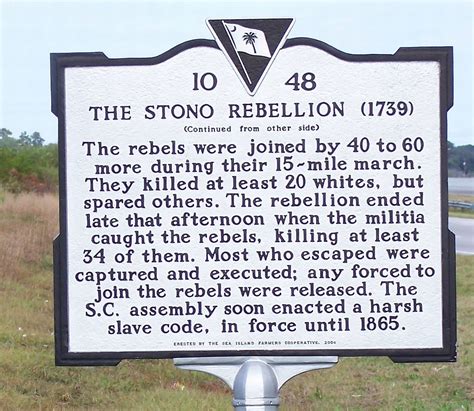 Photo: The Stono Rebellion Marker, reverse side