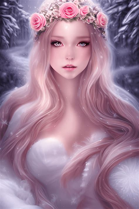 Elegant Snow Princess 3D Digital Art · Creative Fabrica