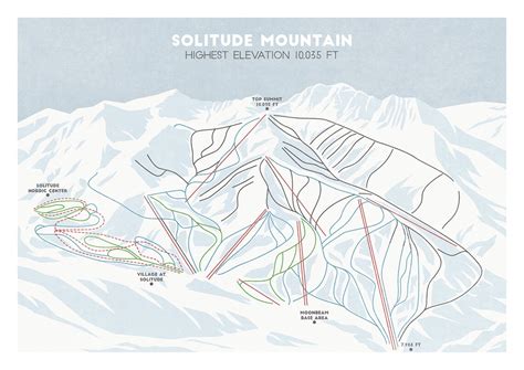 Solitude Mountain Trail Map Ski Map Snowboard Art Ski | Etsy