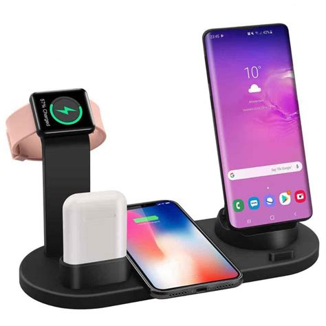 4-in-1 Multi Device Fast Charging Dock Station Wireless Phone Charger for Apple iPhone, Samsung ...