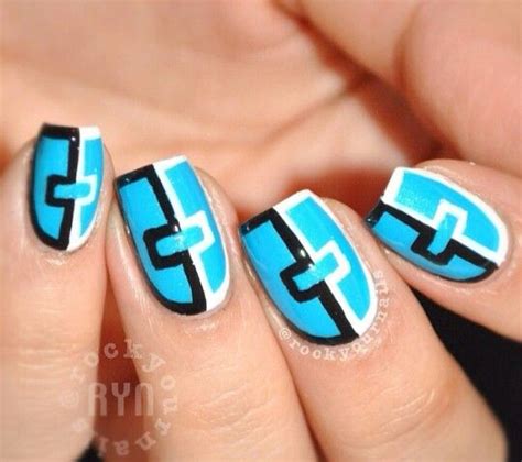 Black white and bright blue nails | Fabulous nails, Fashion nails, Diy nail designs