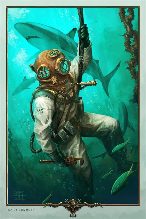 Daily Commute by Randall Mackey | Illustration | 2D | CGSociety | Deep sea diver art, Underwater ...