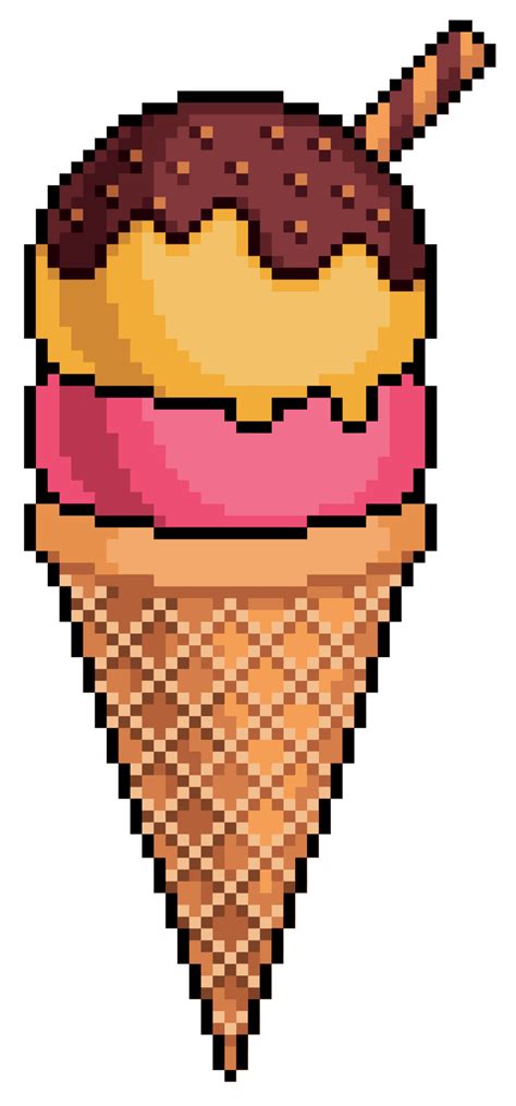 Pixel art Ice cream vector icon for 8bit game on white background ...