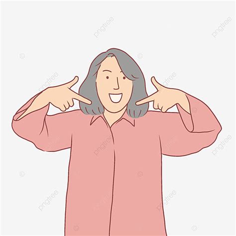 Both Hand PNG Image, Female Character With Both Hands Pointing Down, Woman Character, Pointing ...