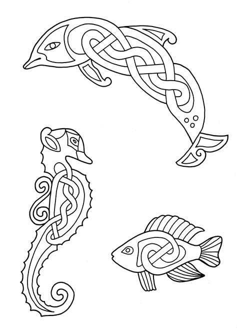 Marine animals - Celtic Art Coloring Pages for adults