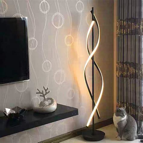 Dimmable Floor Lamp LED Warm-White - ELINKUME Spiral Standing Lamp 30W Adjustble Light Modern ...