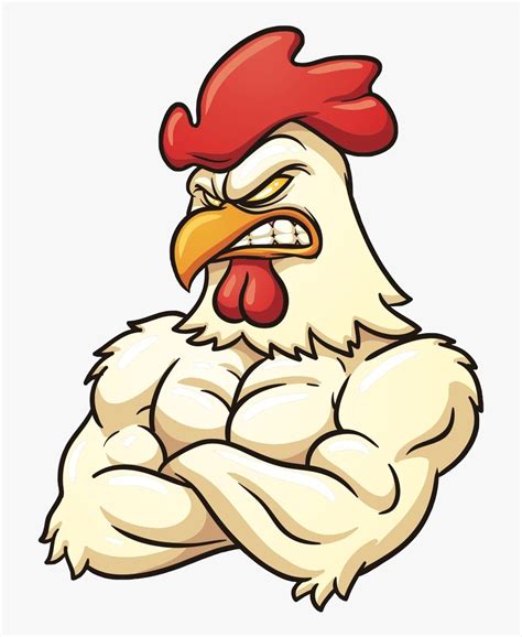 Strong Rooster - Strong Chicken Cartoon, HD Png Download , Transparent Png Image - PNGitem