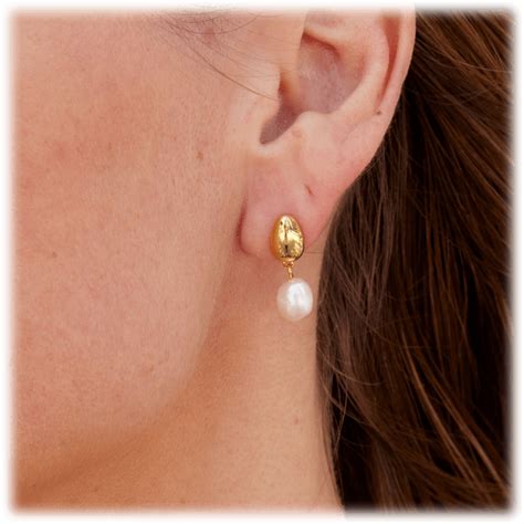 MorningSave: Savvy Cie 18K Gold Plated Genuine Freshwater Pearl Drop Earrings