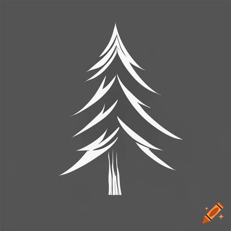 Minimalistic black and white logo of a pine tree on Craiyon