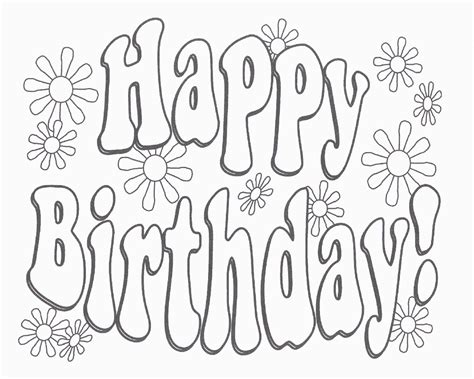 Black and White Birthday Cards Printable Happy Birthday Coloring Pages for Kids Only Coloring ...