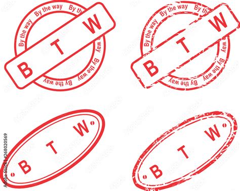 BTW red stamp acronym sticker collection Stock Vector | Adobe Stock