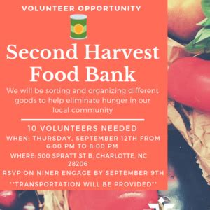 Volunteer with Second Harvest Food Bank - University of North Carolina at Charlotte