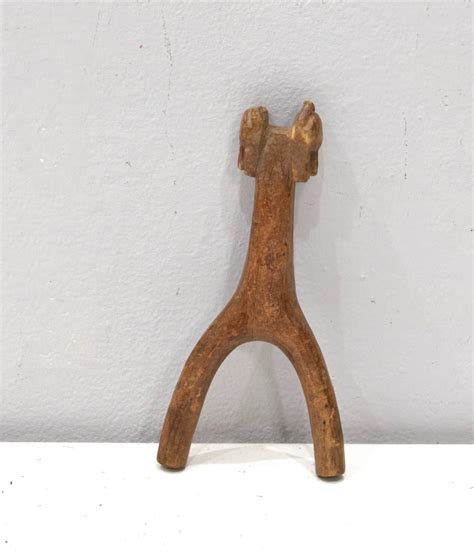 African Slingshot Baule Tribe Carved Monkey Wood Ivory Coast