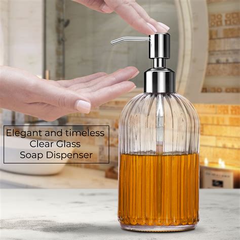 GLADPURE Soap Dispenser – 2 Pack, 18 Oz Vertical Striped Glass ...