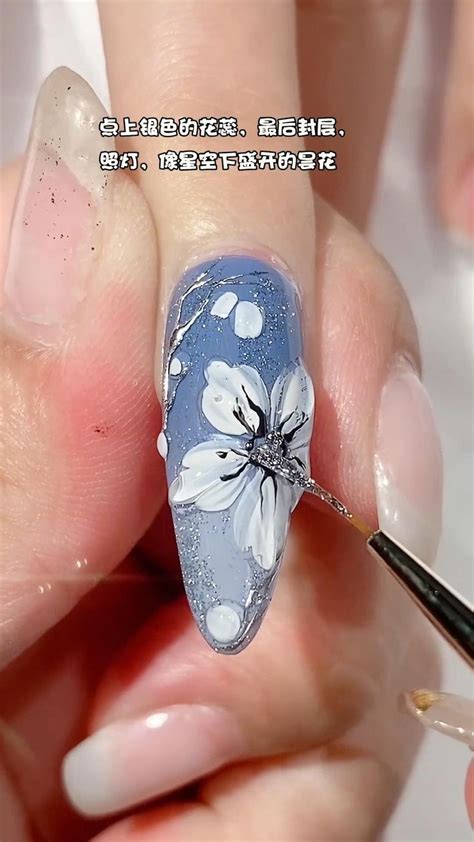 Crystal flower nail design with hand drawn diy tutorial | Nail polish art designs, Nail art ...