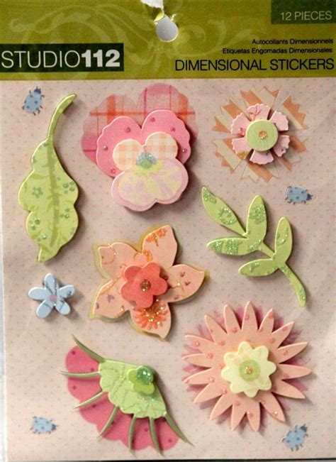 K & Company Studio 112 Soft Flowers Dimensional Scrapbook Stickers | Scrapbook stickers ...