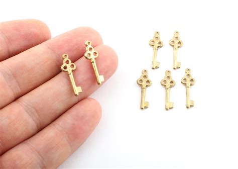 Brass Key Charms Raw Brass Necklace Key Pendant Brass Key - Etsy