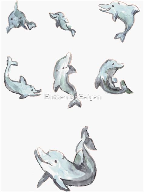 "Cute dolphin stickers" Sticker by ButtercupSaiyan | Redbubble