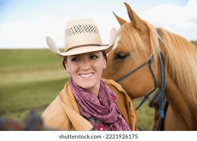Smiling Female Cattle Rancher Horse Stock Photo 2221926175 | Shutterstock