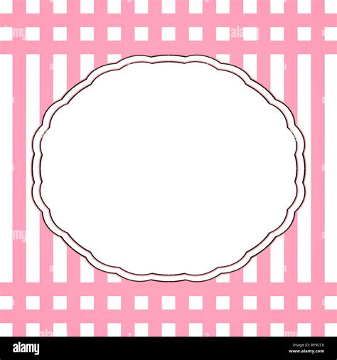 Vintage white frame with pink border on a striped background Stock ...