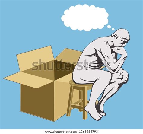 Thinker Thinking Out Box Stock Vector (Royalty Free) 1268454793